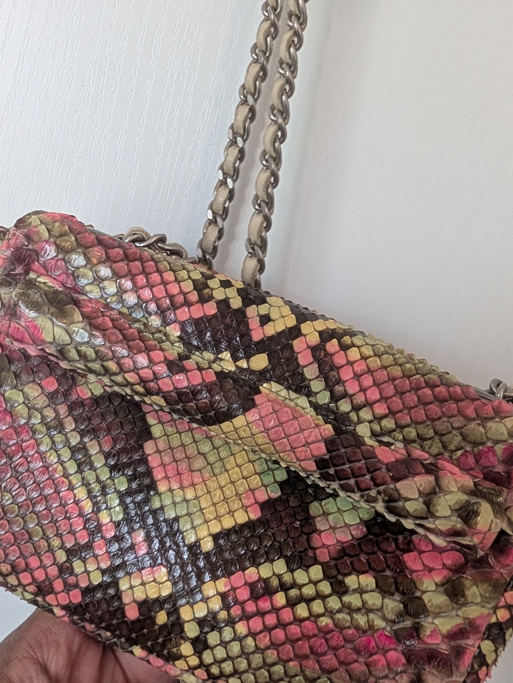 Chanel Pink & Brown Python Mini Flap Convertible Strap To Belt Bag - Picture 11 of 11